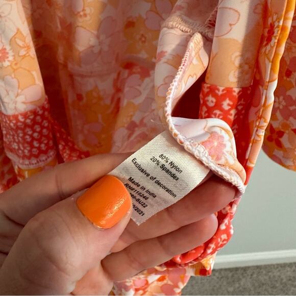 Cabana Life Orange Pink Floral UPF Romper Dress Large - Picture 8 of 12
